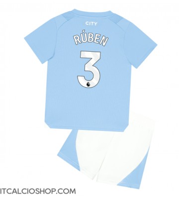 Manchester City Ruben Dias #3 Prima Maglia Bambino 2023-24 Manica Corta (+ Pantaloni corti)